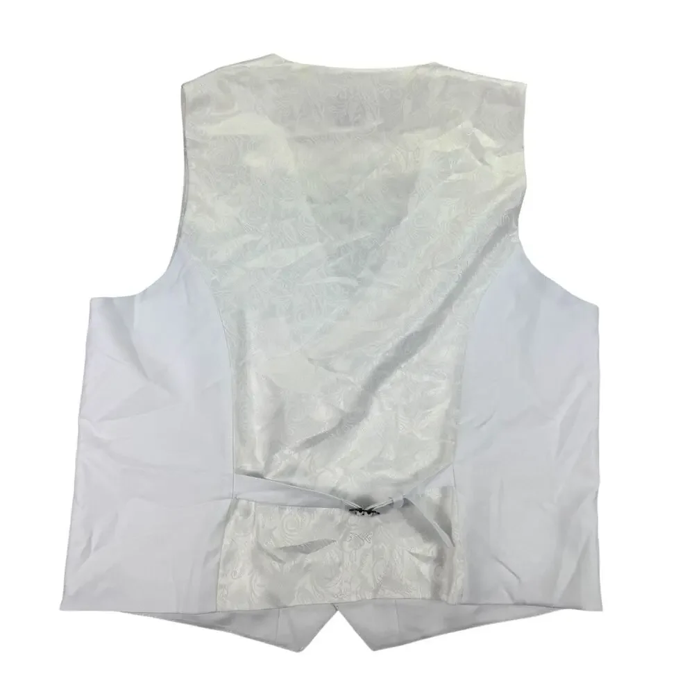 Tayion Mens Asupreme Classic Fit Double-Breasted Suit Vest White L
